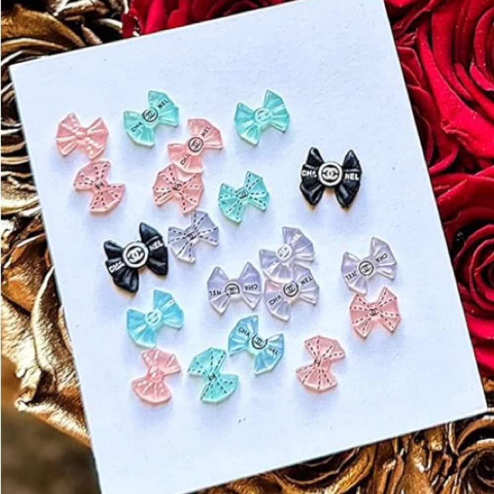 NEW CHANEL 🖤 30pcs 3d Bow Nail Art Designs Decoration Charms Black Pink Blue